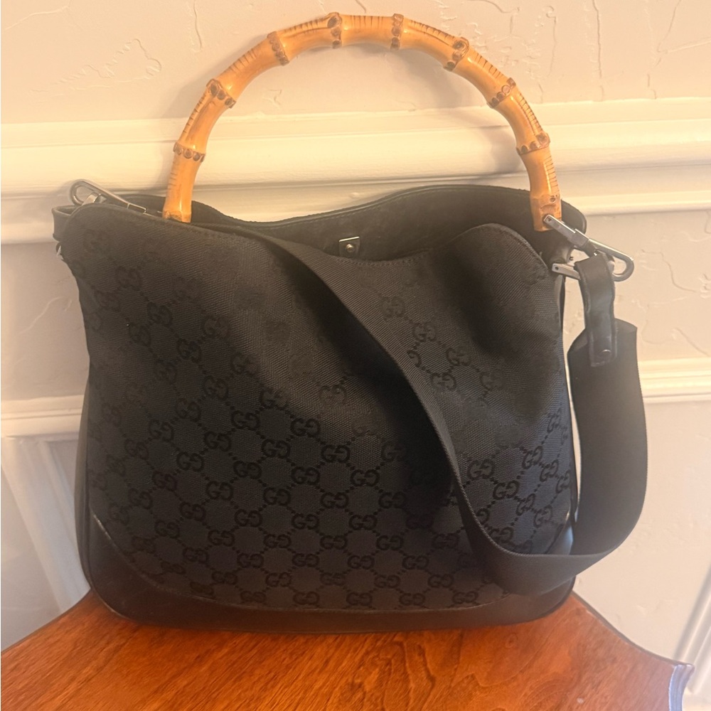 Gucci Diana Bamboo shoulder bag GG canvas